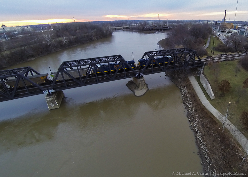 Aerial Photo of Train on Bridge